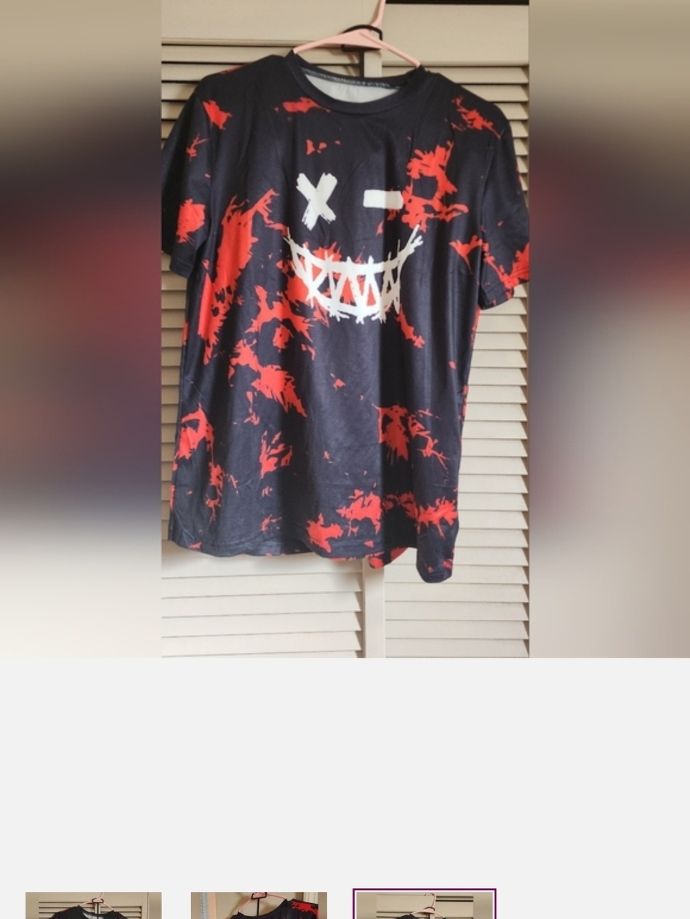 Mens  Black & Red Graphic Tee with Smiley Face Brand New Without Tags